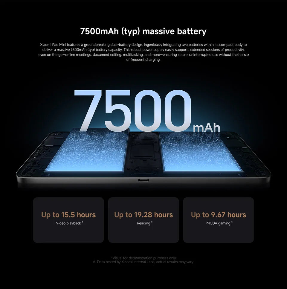 Global Version Xiaomi Pad Mini 8GB /12GB RAM "3K ultra-clear display 7500mAh battery 67W HyperCharge MediaTek Dimensity + 9400 - Limetastore