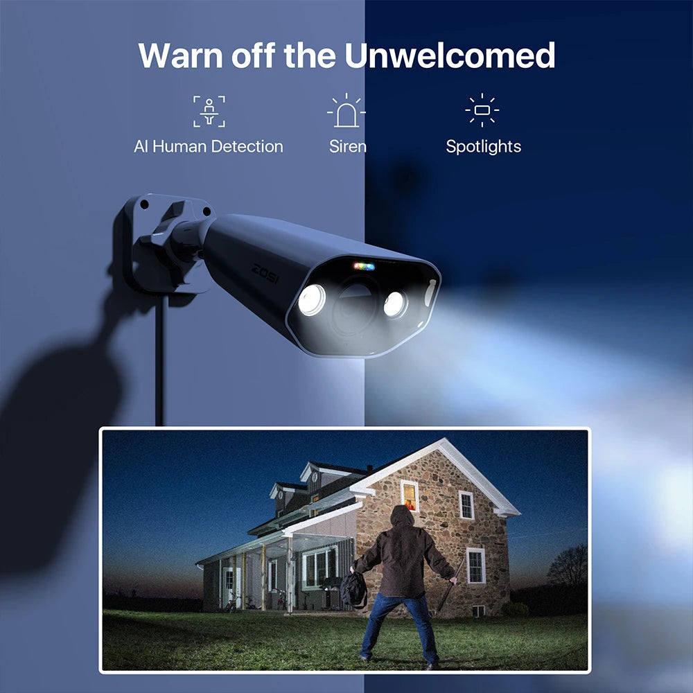 ZOSI 4K 8MP/5MP Add‑On PoE IP Camera – Ultra HD Security Cam for ZOSI 8CH & 16CH PoE