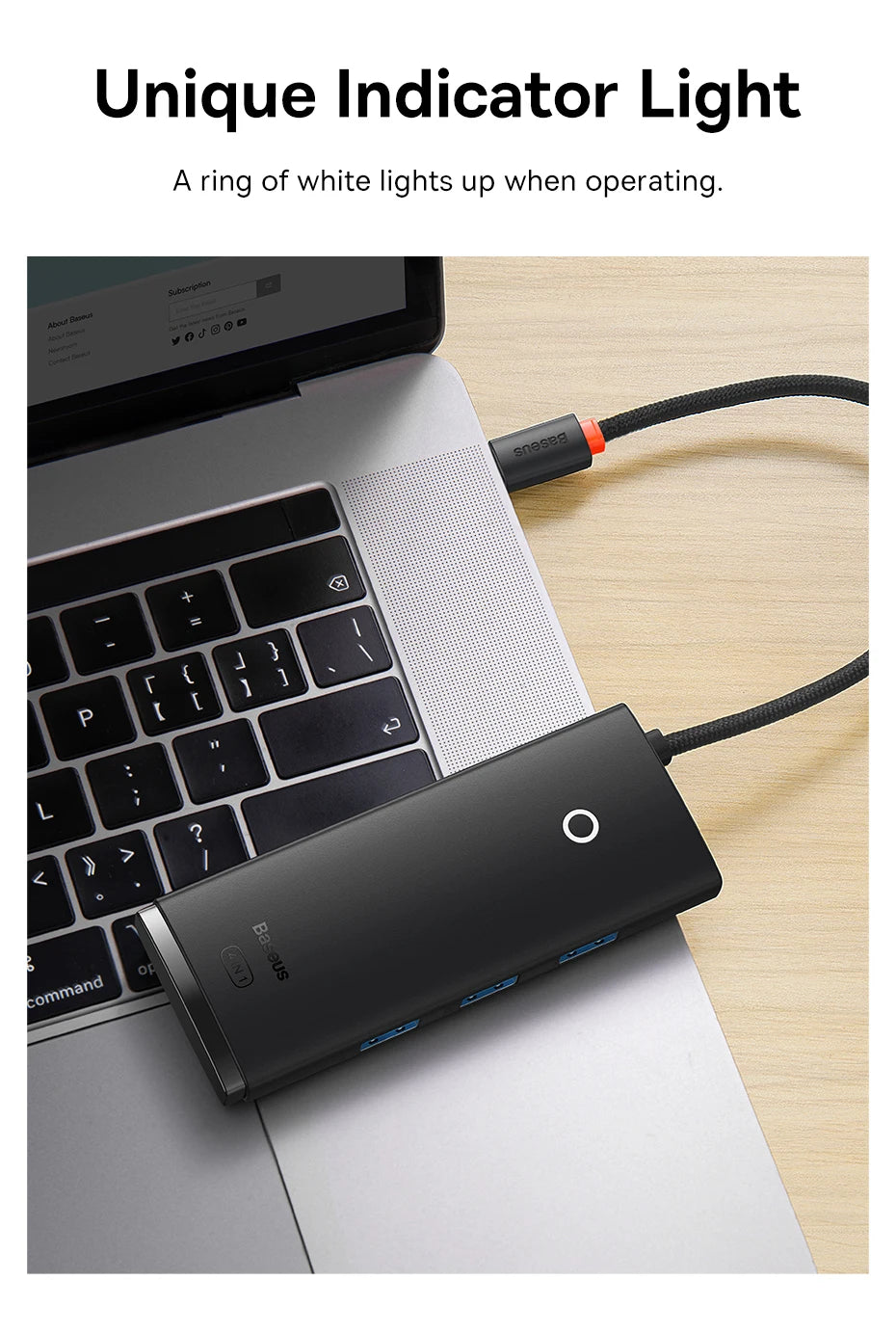 Baseus 4‑in‑1 USB‑C Hub | Type‑C to 4× USB 3.0 5Gbps Splitter Adapter for Laptop & PC
