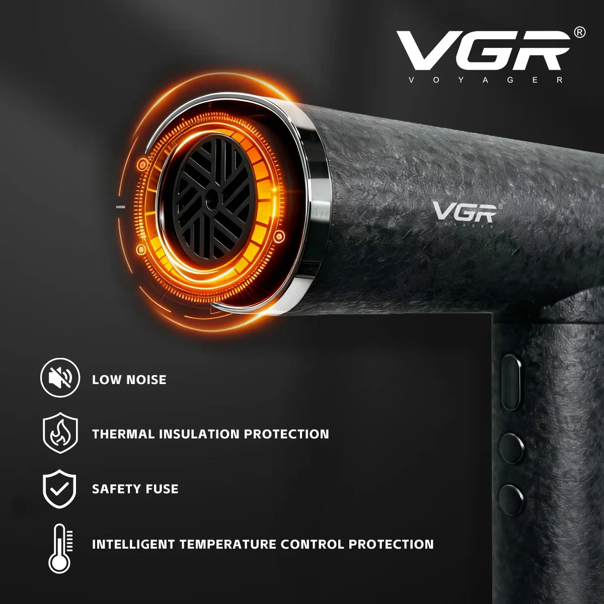 VGR V-640HD profesionalni sušilnik las – 110.000 vrt./min BLDC, 2400 W, negativni ioni