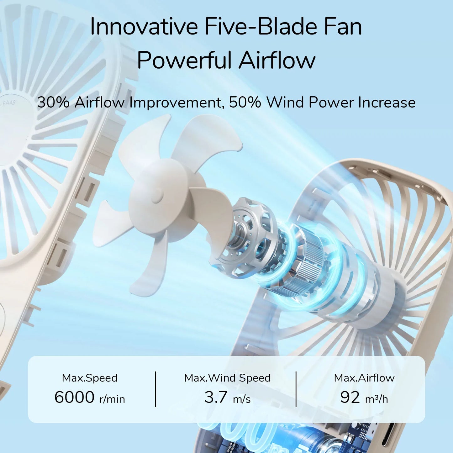 JISULIFE Mini Handheld Fan – Portable USB Rechargeable Small Desk Fan with Built-in Bracket