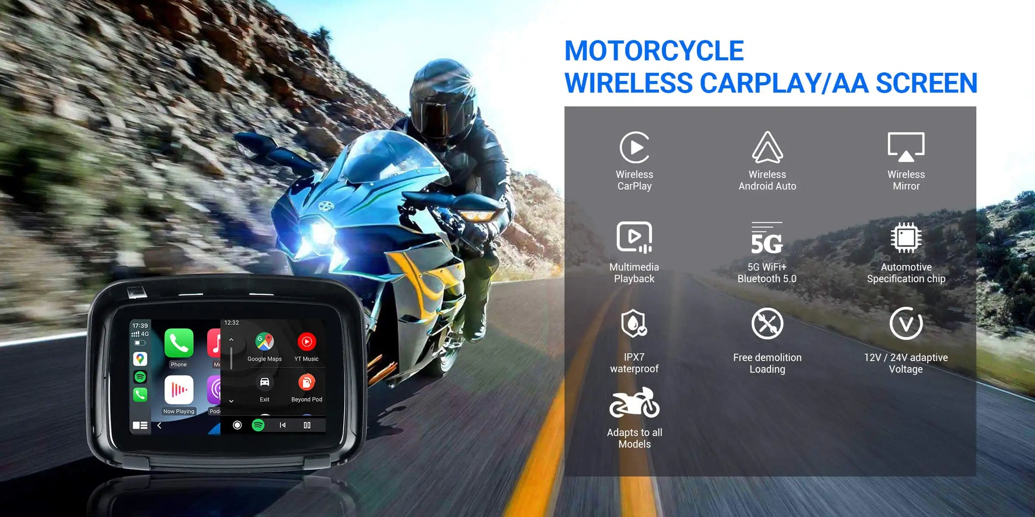 OTTOCAST Lite C5 Motoristični brezžični CarPlay GPS-zaslon