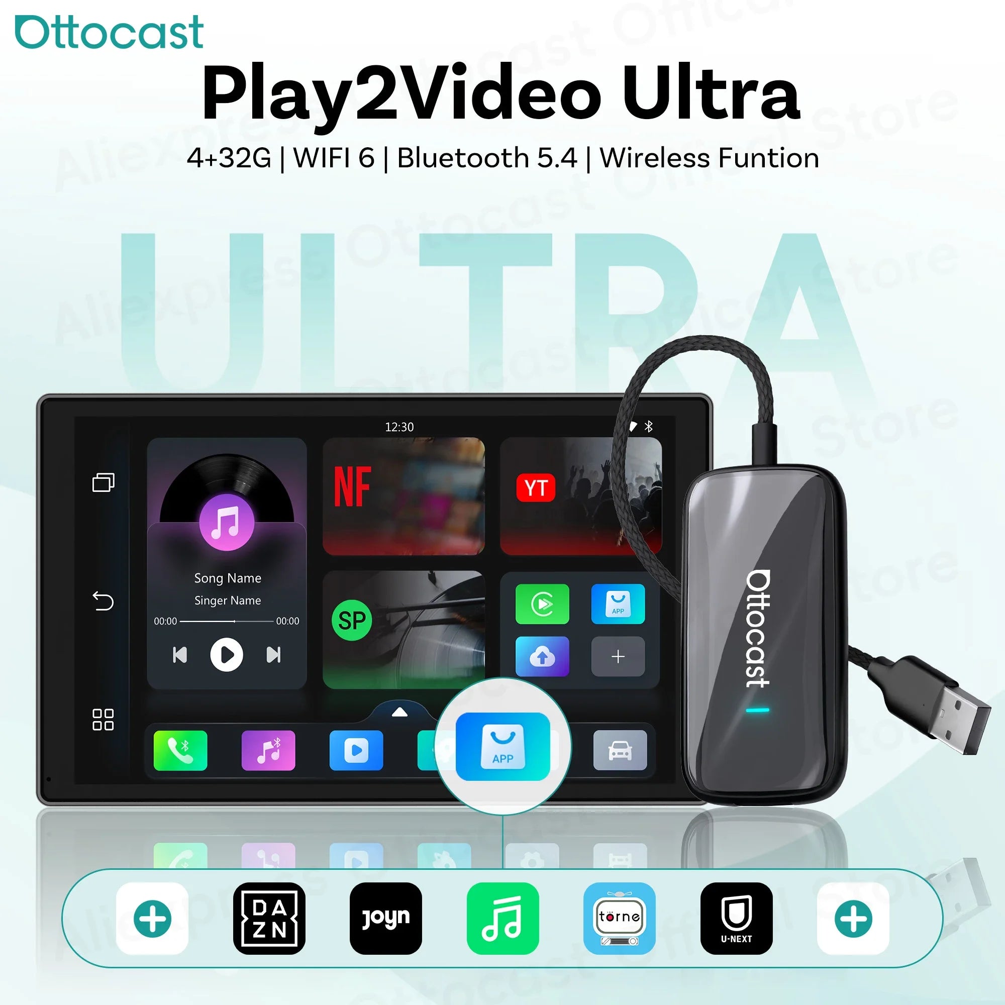 Brezžični video adapter OTTOCAST Play2Video Ultra CarPlay