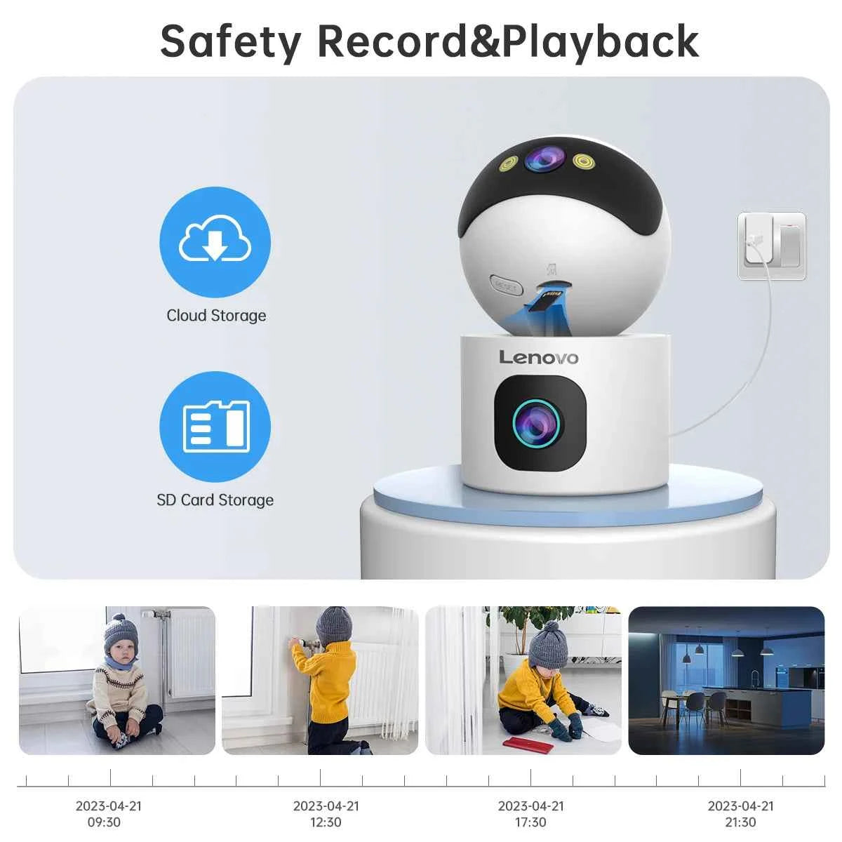 Lenovo 4K PTZ WiFi Camera Dual Lens Home Indoor CCTV Surveillance Camera Auto Tracking Security Protection Smart Baby Monitor - Limetastore