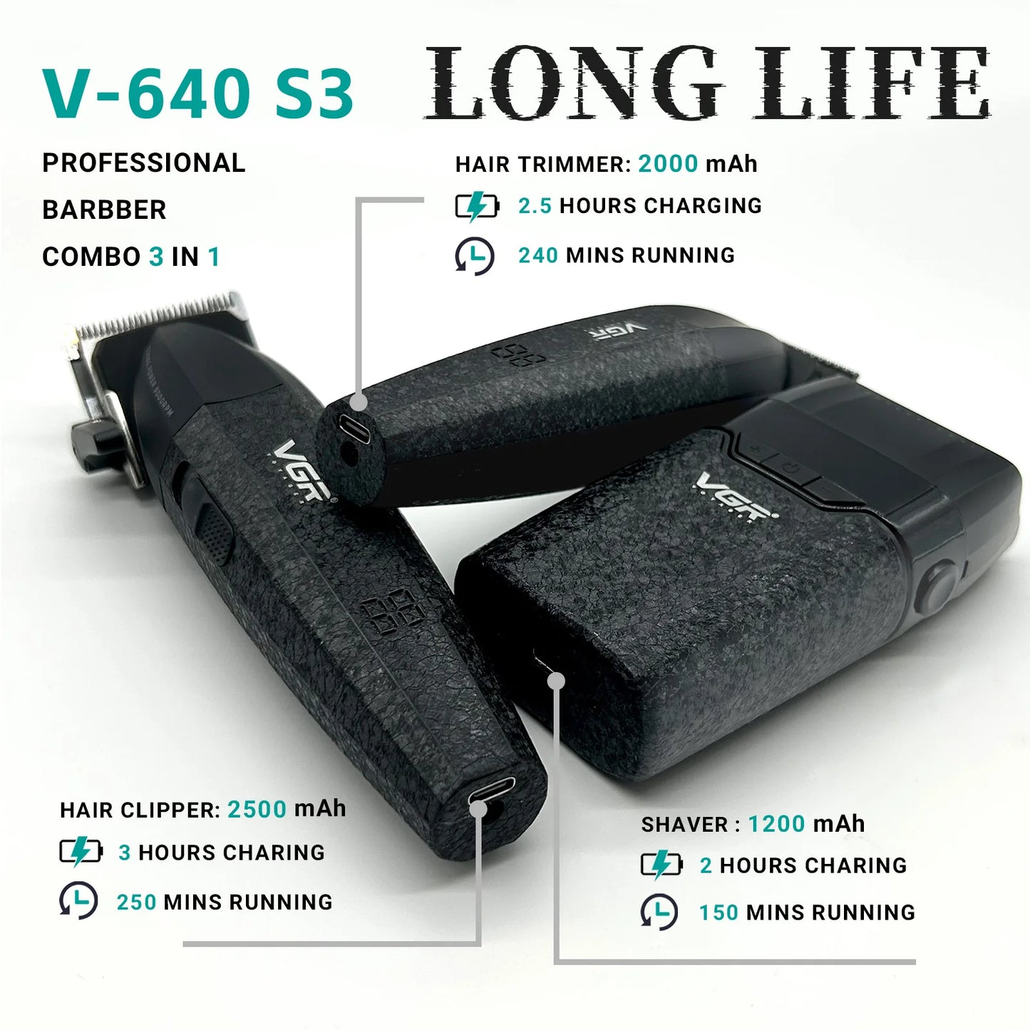 VGR V-640 Profesionalni 2-v-1 komplet za striženje las in prirezovanje brade