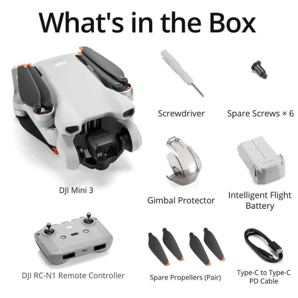 DJI Mini 3 lahek RC dron z RC‑N1 – 4K HDR video, 10 km domet prenosa