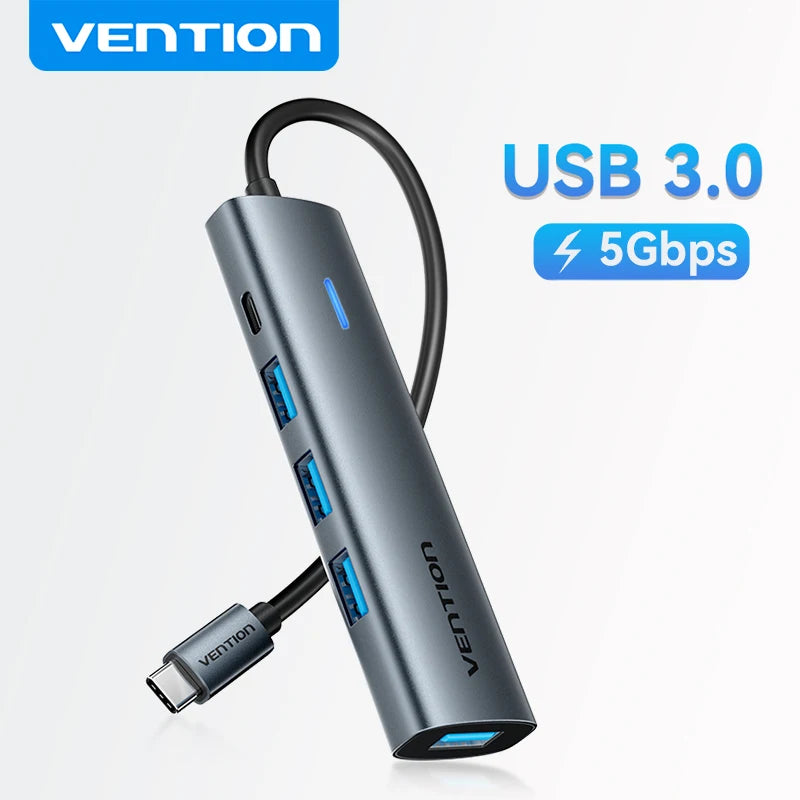 Vention USB-C v USB-A zvezdišče s 4 priključki | Visokohitrostni razdelilnik USB 3.0 za MacBook in prenosnike