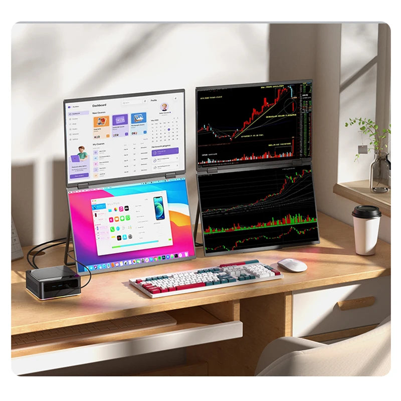 Sibolan 16 inch 2.5K Dual Screen Portable Monitor Laptop Foldable Extender 2560x1600P 60Hz USB-C HDMI Port For Gaming & Mac, Win - Limetastore