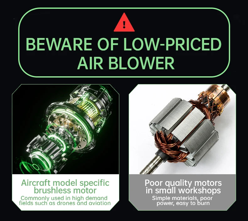 Puhalo Booster 1300G Turbo Air – 55m/s brezkrtačni reaktivni ventilator | Ročni visoko zmogljiv puhalnik listja in prahu