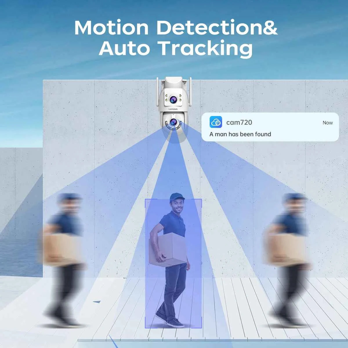 Lenovo 4K 6MP WiFi Surveillance Camera Outdoor Security Dual Lens Dual Screen AI Tracking PTZ IP Camera CCTV Video Surveillance - Limetastore