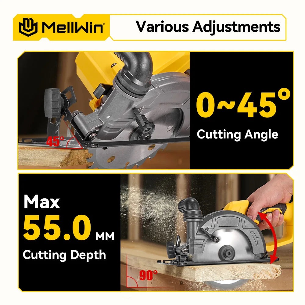 MELLWIN 150MM 6 Inch Brushless Circular Saw Handheld Multi-function Electric Saws Power Tool For Makita 18V Battery Pin - Limetastore