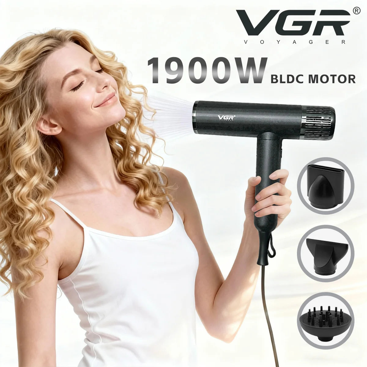 VGR V-640HD profesionalni sušilnik las – 110.000 vrt./min BLDC, 2400 W, negativni ioni