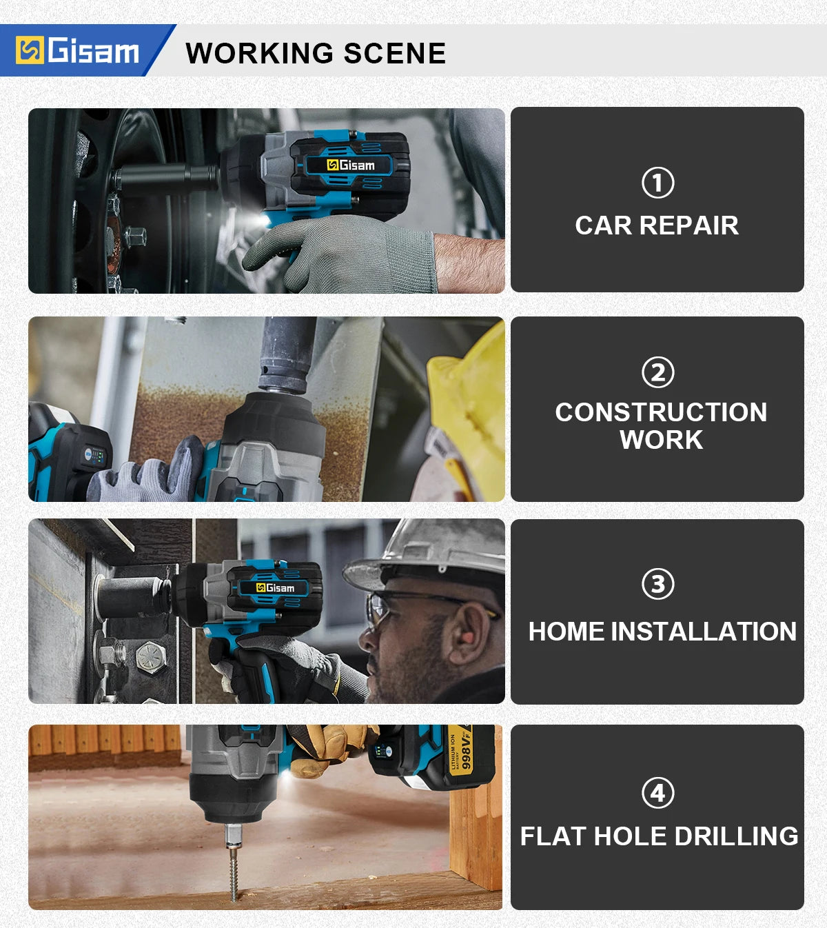 Gisam 2800N.m brezkrtačni udarni vijačnik 1/2" za Makita 18V