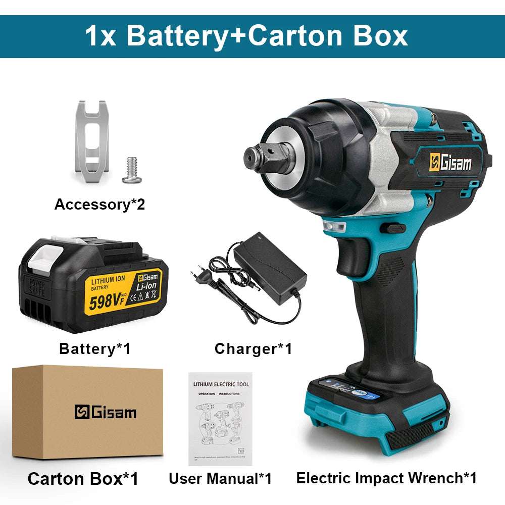 Gisam 1800N.m brezkrtačni udarni vijačnik 1/2" za Makita 18V
