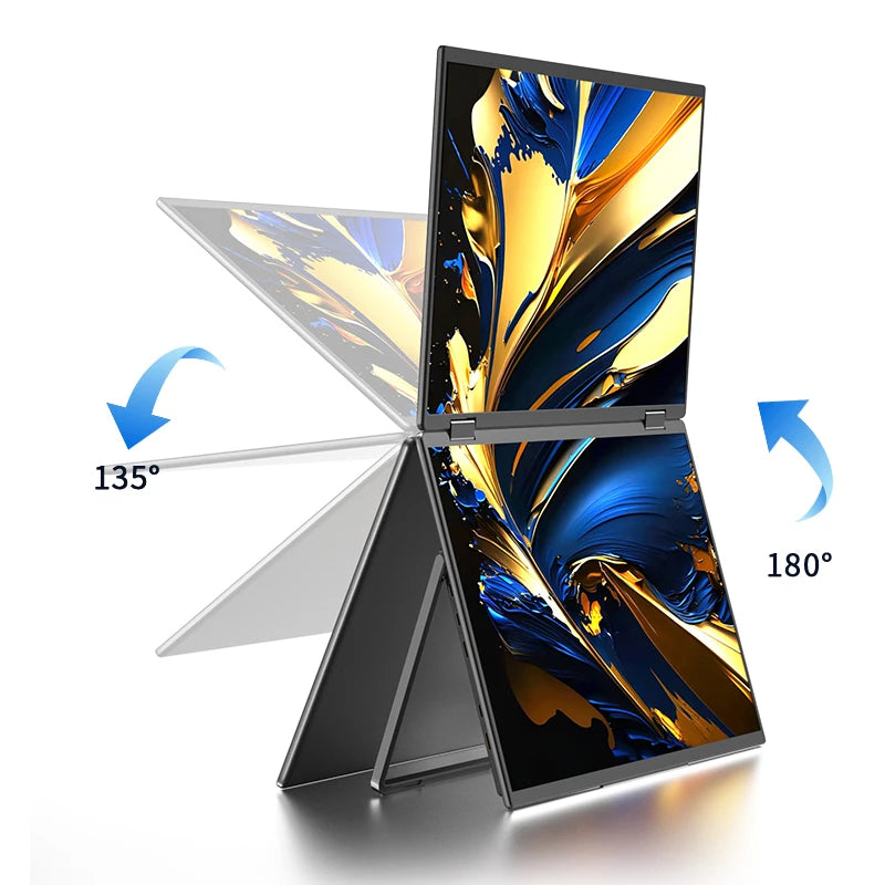 Sibolan 16 inch 2.5K Dual Screen Portable Monitor 2560*1600P 60Hz Foldable Extender USB-C HDMI Ports For Laptop Mac & Wins - Limetastore