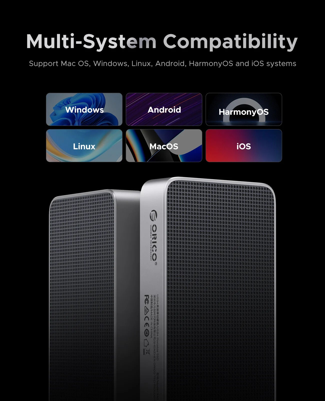 ORICO 40Gbps USB4 Portable NVMe 40Gbps Ultra Fast External SSD Drive PCIe4.0 NVME Up to 3800MB/s Compatible Thunderbolt 3/4