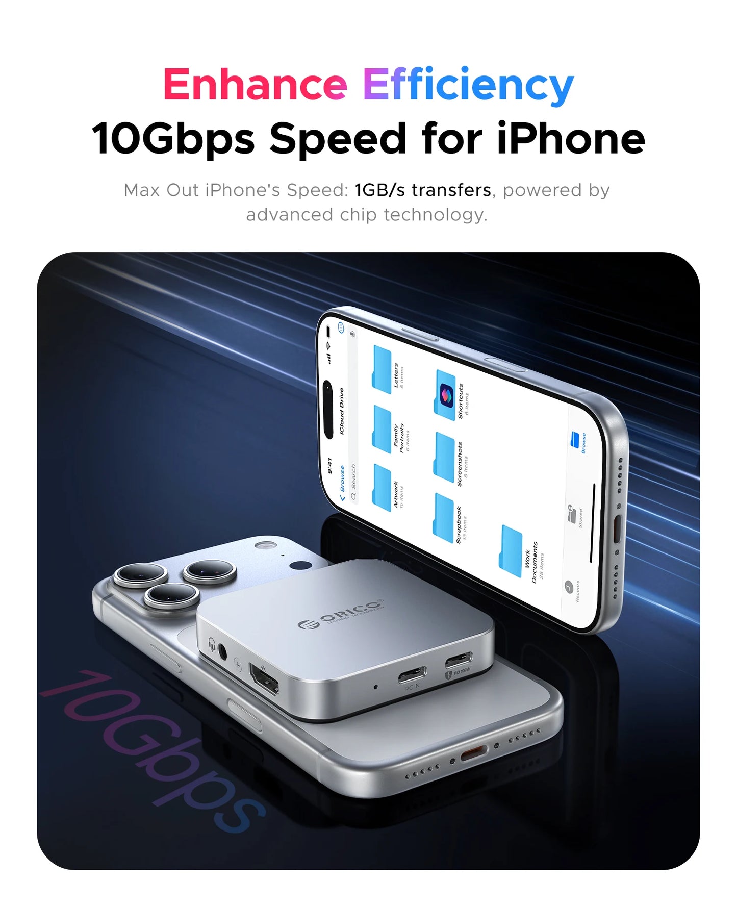 ORICO magnetno ohišje za M.2 2230 NVMe SSD z 10 Gbps USB-C priklopno postajo