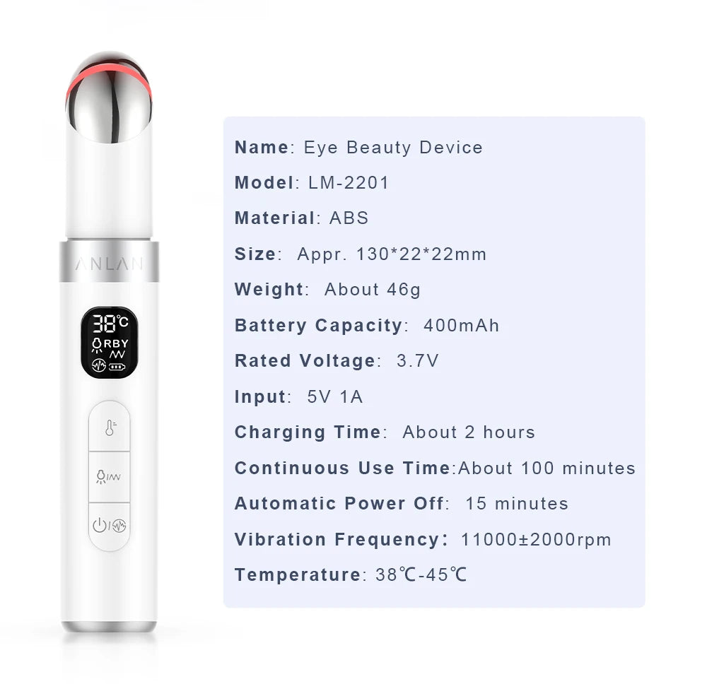 ANLAN Electric Eye Massager for Dark Circles and Eye Bags with Vibration and Heat Therapy - Limetastore