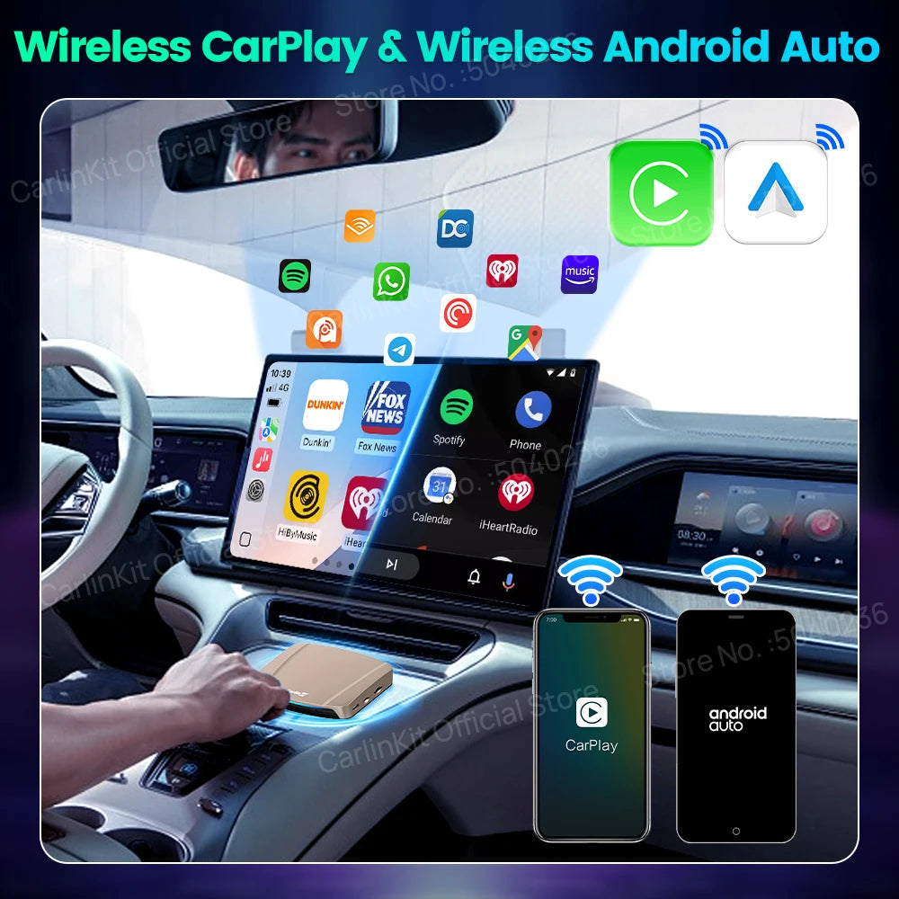 CarlinKit Tbox-Ultra Android 15 8+128GB Brezžični CarPlay AI Box