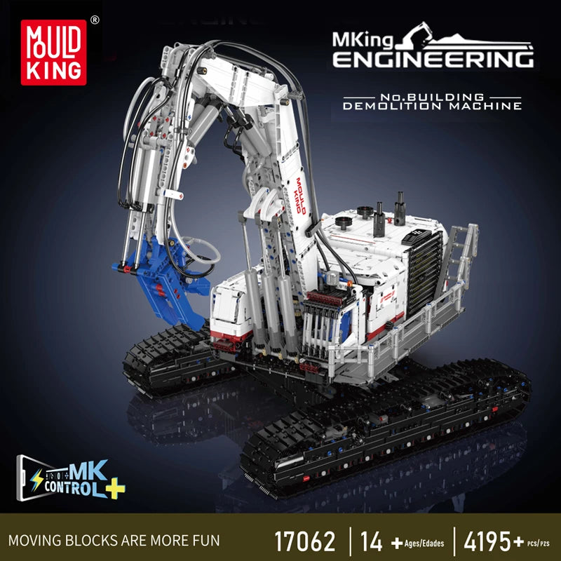 Mould King 17062 RC Building Demolition Machine | Motorized Technical Excavator with High-Reach Arm - Limetastore