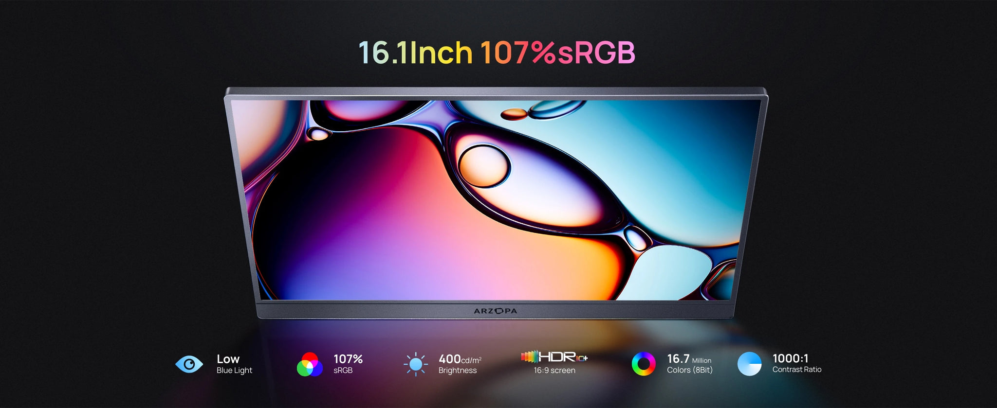 ARZOPA Z3FC 16.1" Portable Monitor | 2.5K QHD, 180Hz, HDR, IPS, Gaming & Work