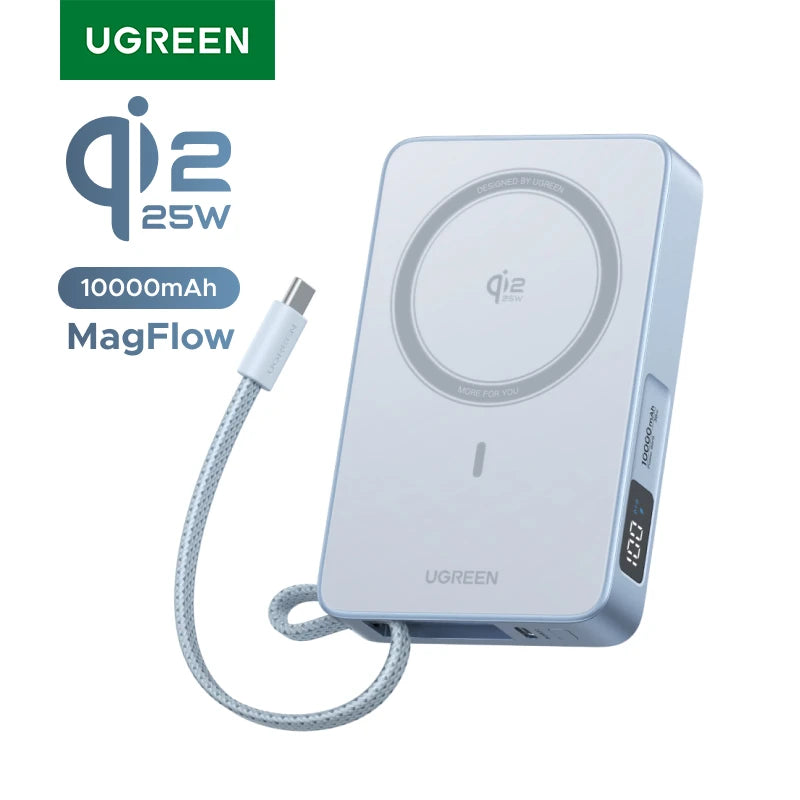 UGREEN Qi2.2 25W magnetni prenosni polnilec – 10000 mAh zunanja baterija za hitro polnjenje