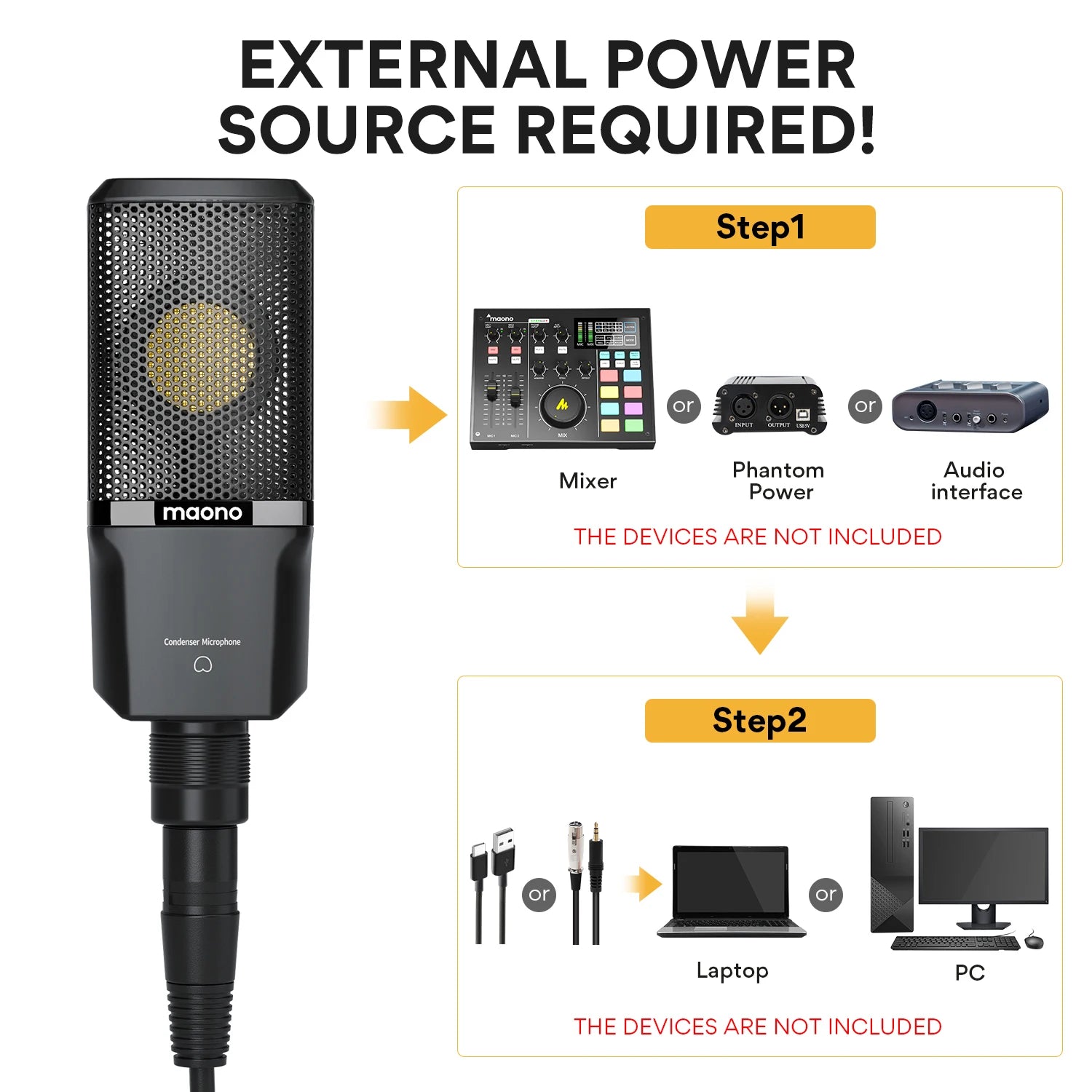 Maono PM500T – XLR Large‑Diaphragm Condenser Microphone | 34 mm Cardioid Studio Mic for Recording, Podcasting, Streaming & DJ Production