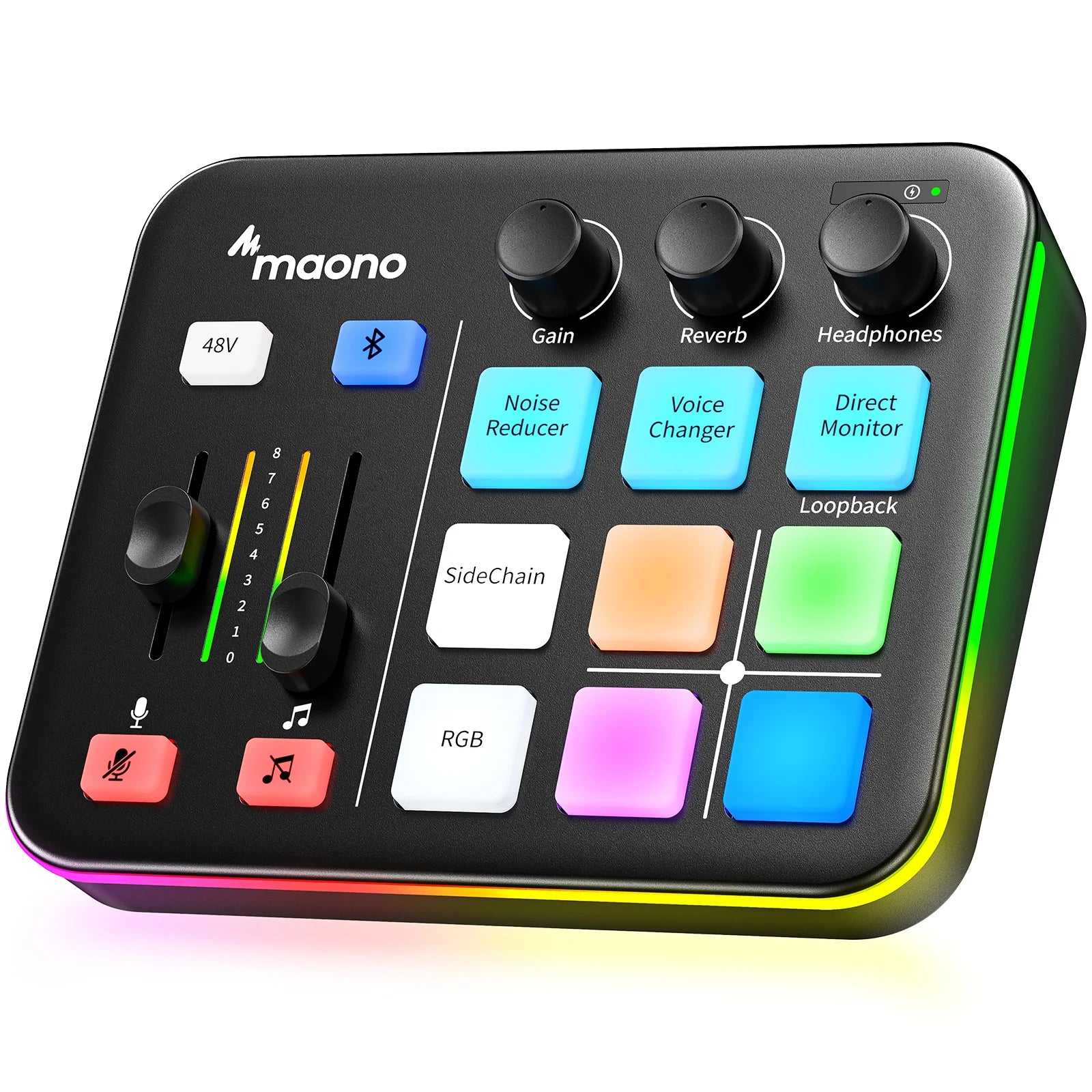 Maono G1 NEO – Gaming Audio Mixer 4‑Channel | RGB Effects, Custom Sound Pads, XLR Mic Interface, Streaming & Podcast Mixer