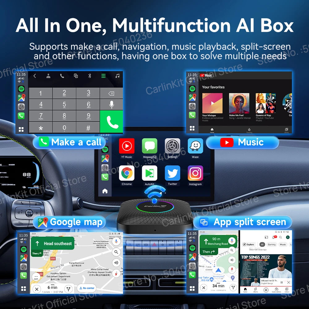 CarlinKit Android 13 SM6225 8-jedrni brezžični CarPlay AI Box