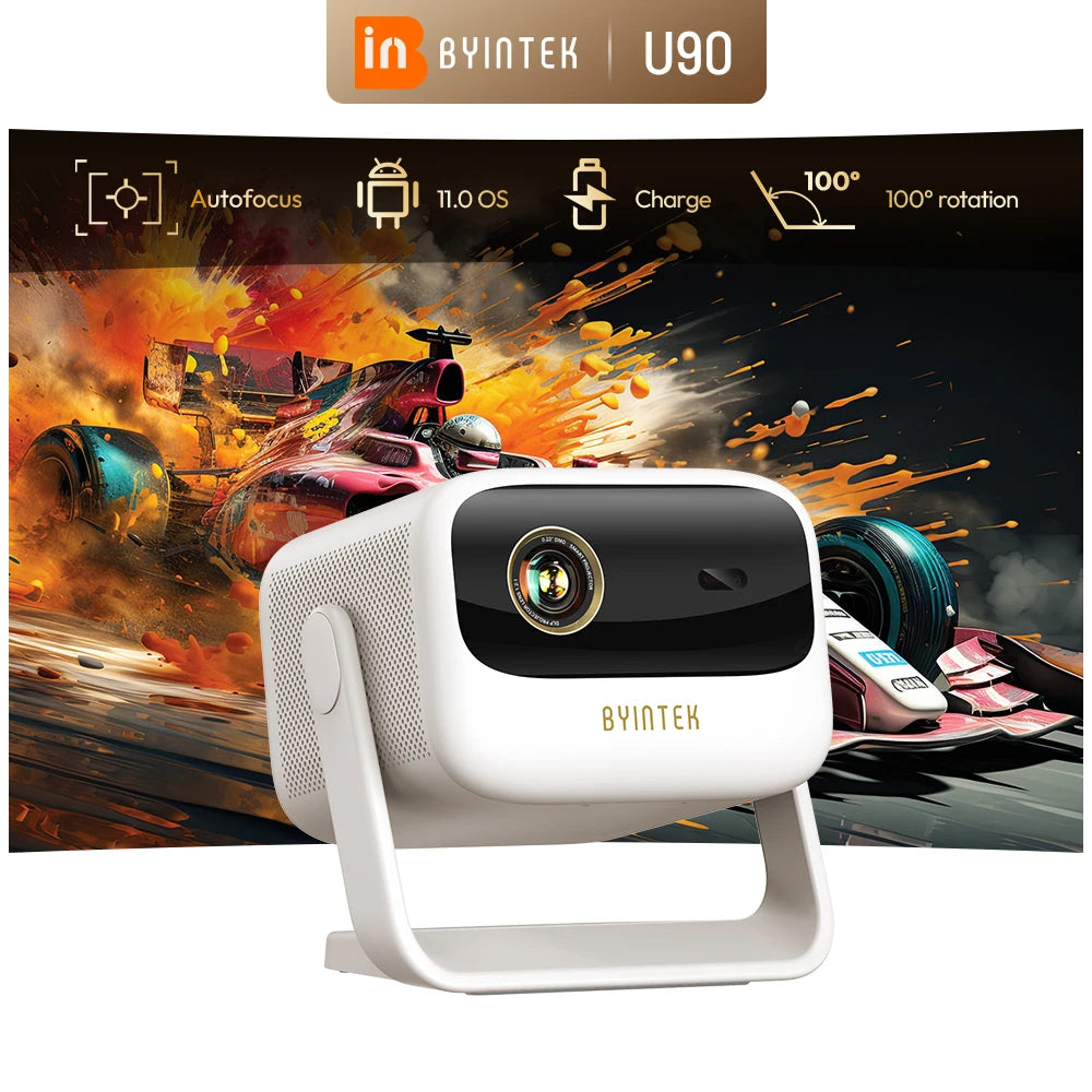 BYINTEK U90 Smart Portable DLP Projector – Native 1080P, 4K Support, Android 11.0