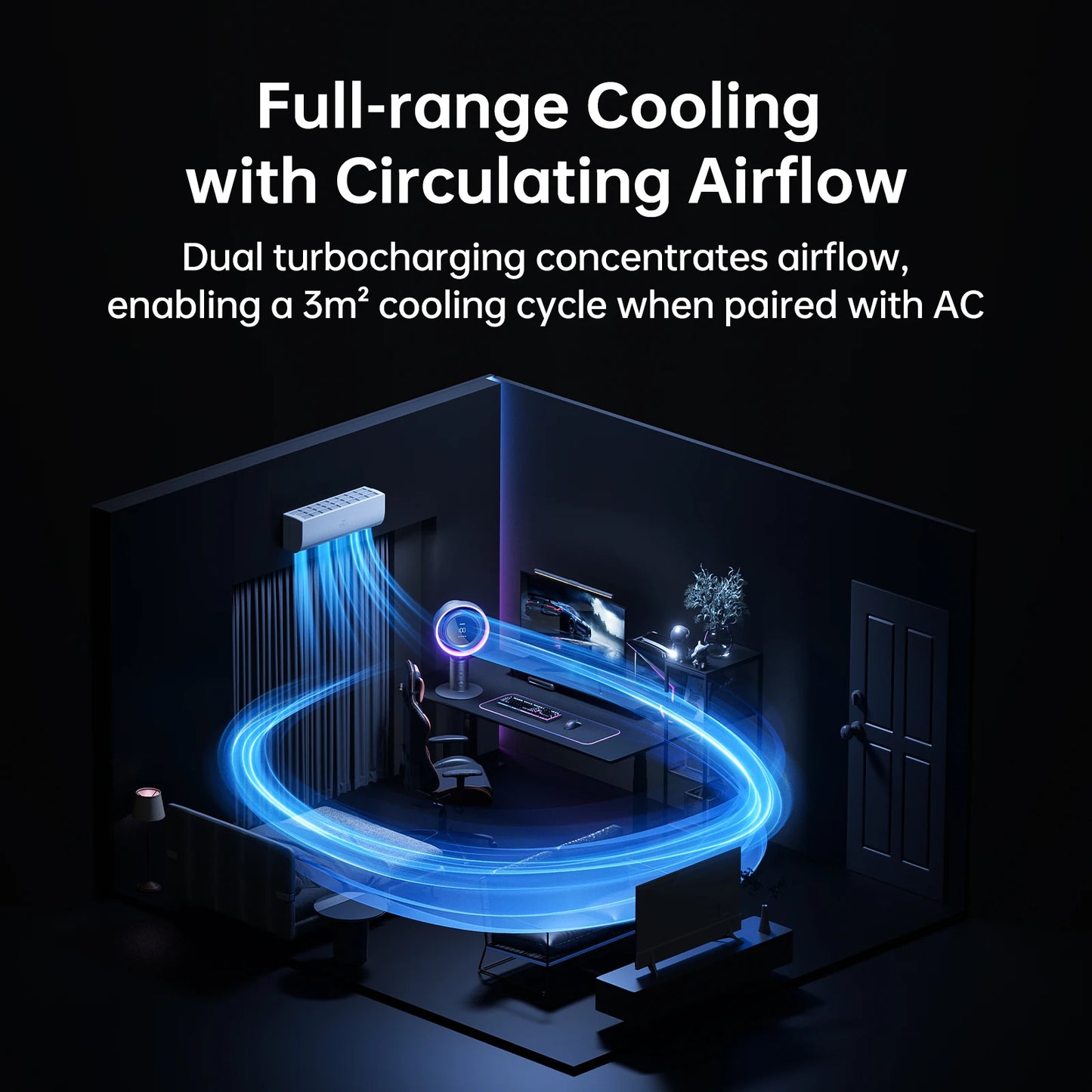 JISULIFE H11 Pametni namizni ventilator in čistilec zraka – H11 HEPA filter, 10000mAh baterija