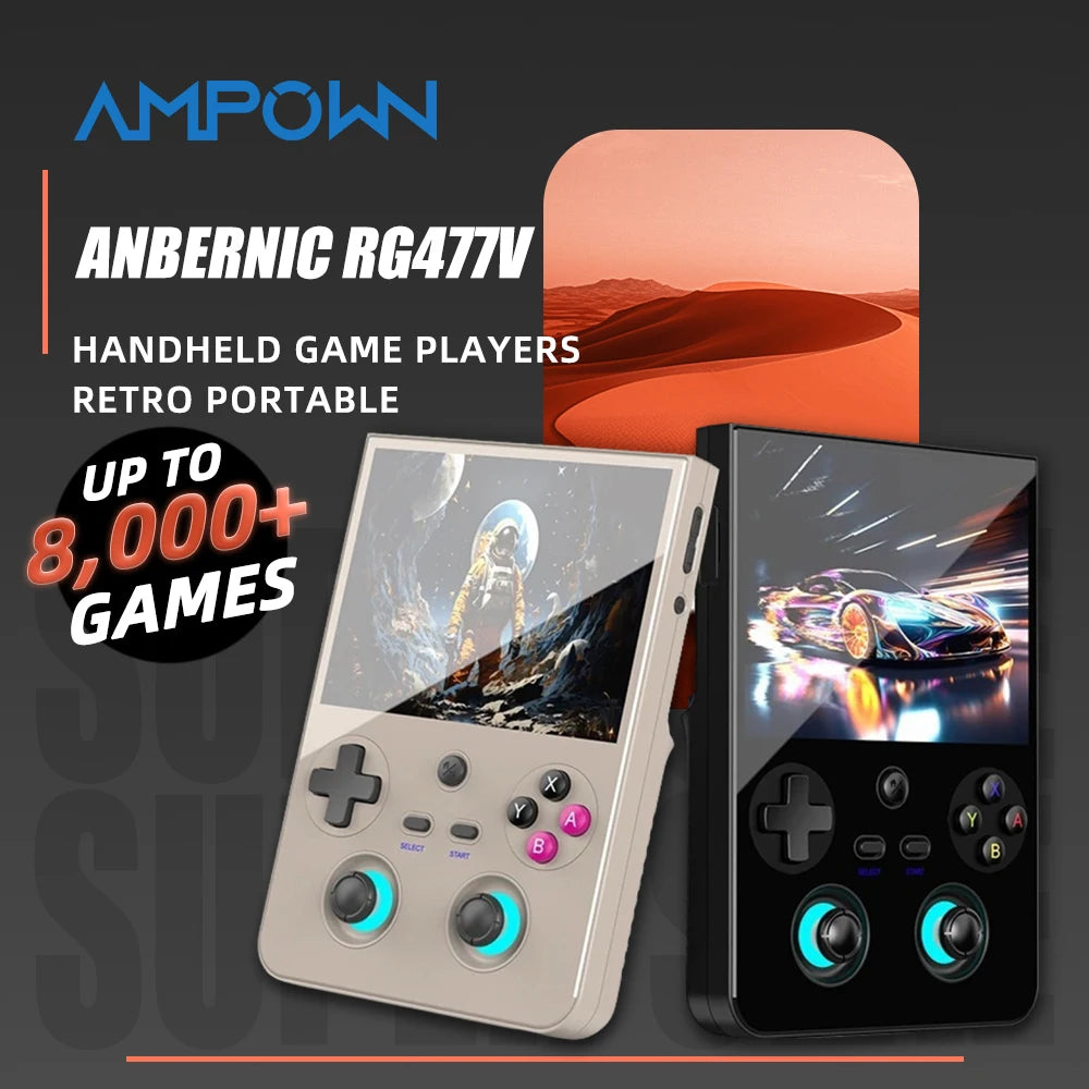 AMPOWN Anbernic RG477V Handheld Game Consoles 4.7-Inch LTPS Screen 120Hz Android 14 Portable Retro Video Gaming Player AI WIFI - Limetastore