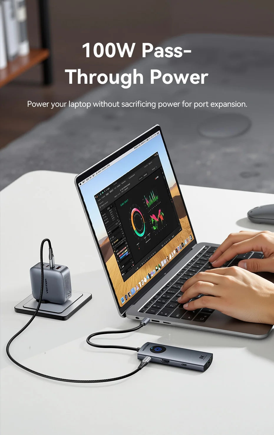 Vention vozlišče USB-C 8K/4K HDMI | LED-zaslon, USB-A/C 3.0, 3.2 Gen1, gigabitni ethernetni adapter