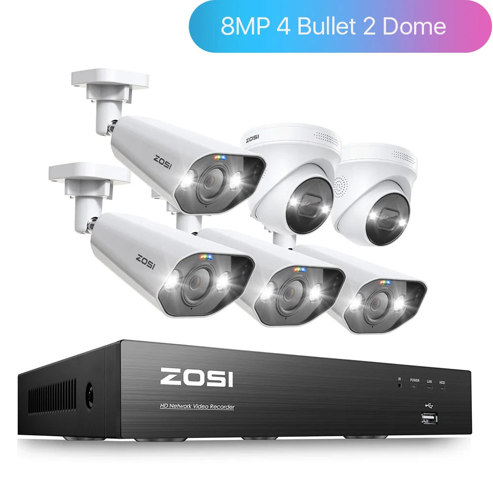 ZOSI 4K 8MP PoE Security Camera System – AI Human/Vehicle Detection