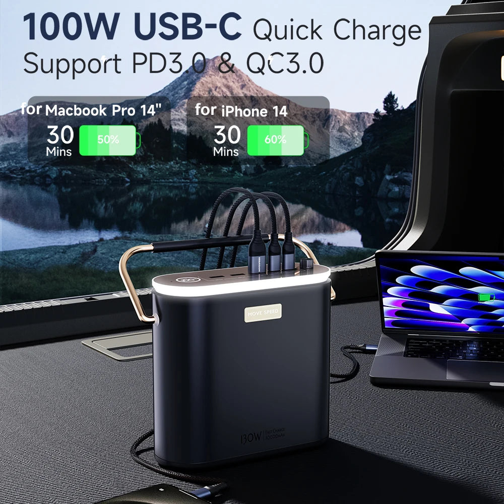 MOVESPEED 80000mAh Power Bank 100W PD Powerbank za hitro polnjenje, prenosna zunanja baterija, napajalna postaja za kampiranje na prostem, prenosni računalnik