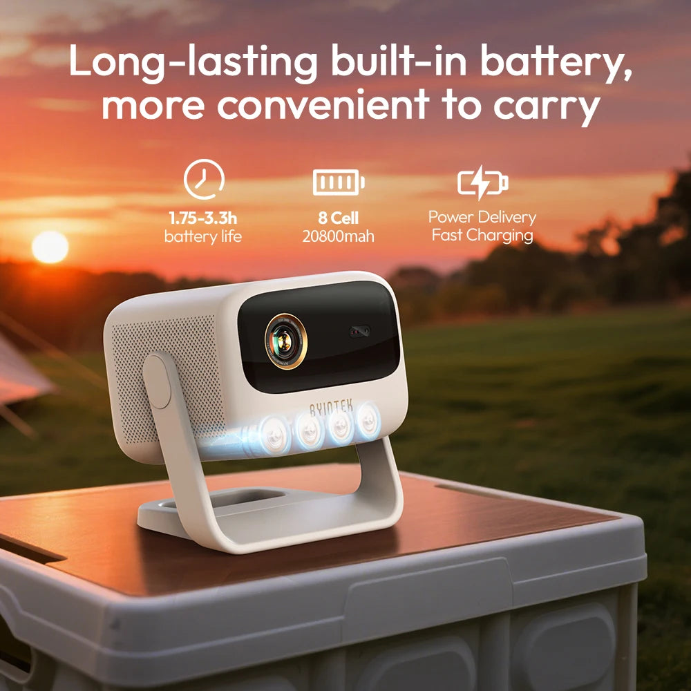 BYINTEK U90 Smart Portable DLP Projector – 700 ANSI Lumens, Android 11, 4K Support
