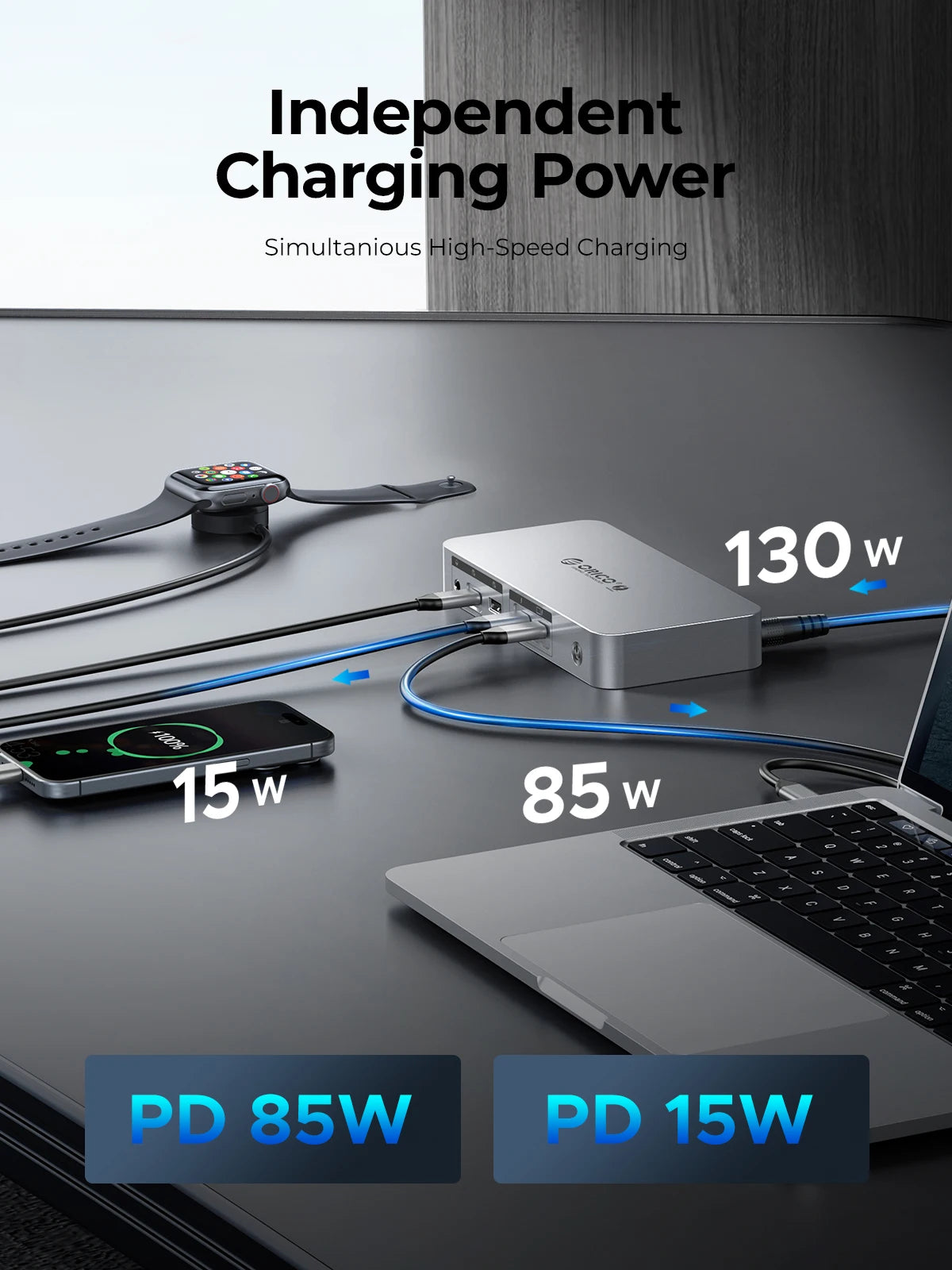 ORICO Thunderbolt 4 USB-C priklopna postaja z 8K30Hz HDMI, USB 3.2 Gen2 zvezdiščem in razdelilnikom Type-C
