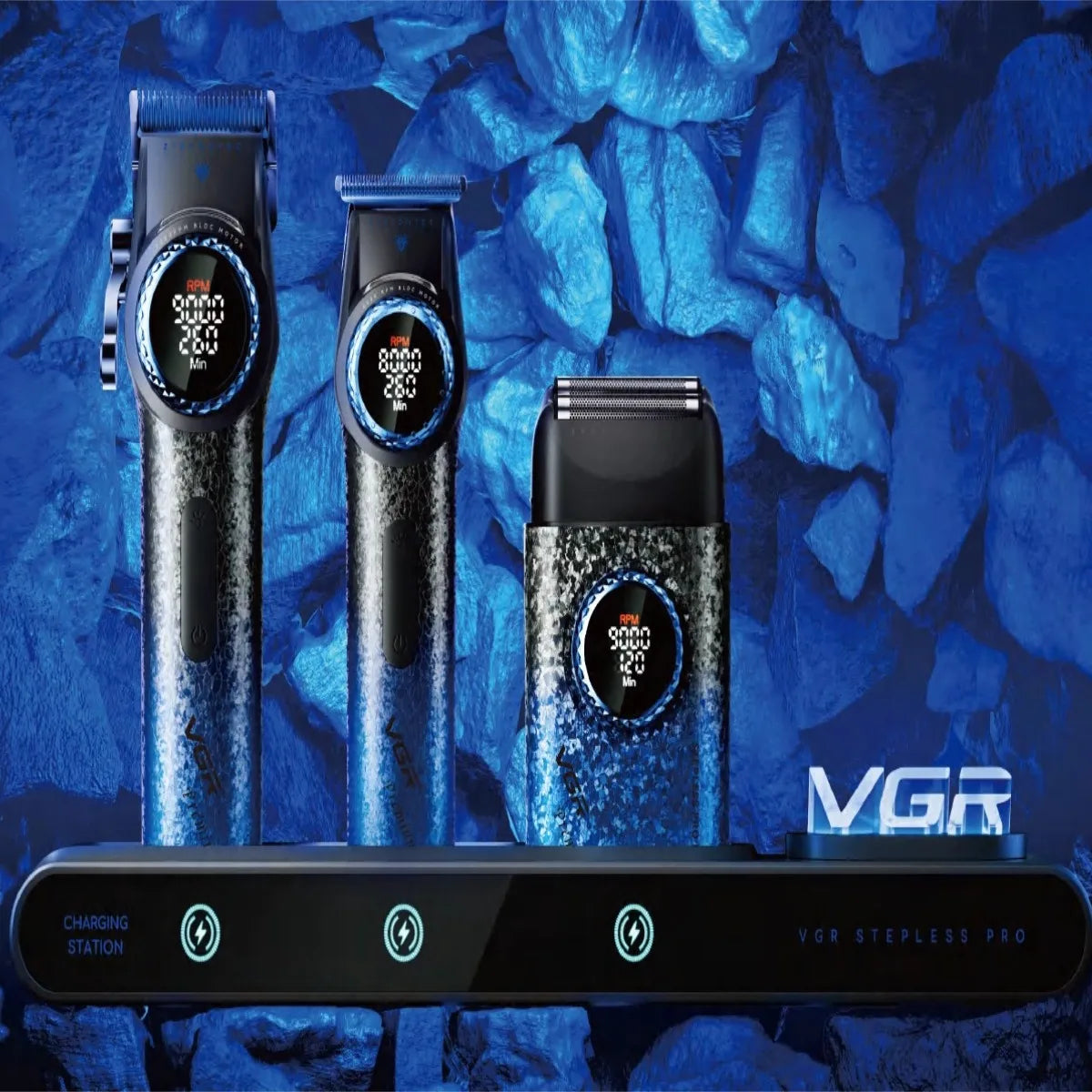 VGR Stepless Pro 3-in-1 Clipper, Trimmer & Shaver – 21 Gears, 300 Min Runtime