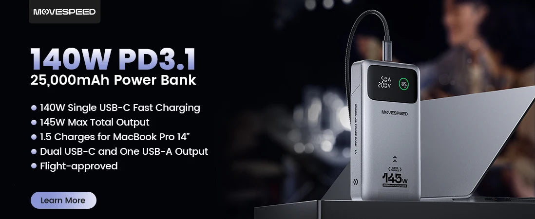 MOVESPEED 80000mAh Power Bank 100W PD Powerbank za hitro polnjenje, prenosna zunanja baterija, napajalna postaja za kampiranje na prostem, prenosni računalnik