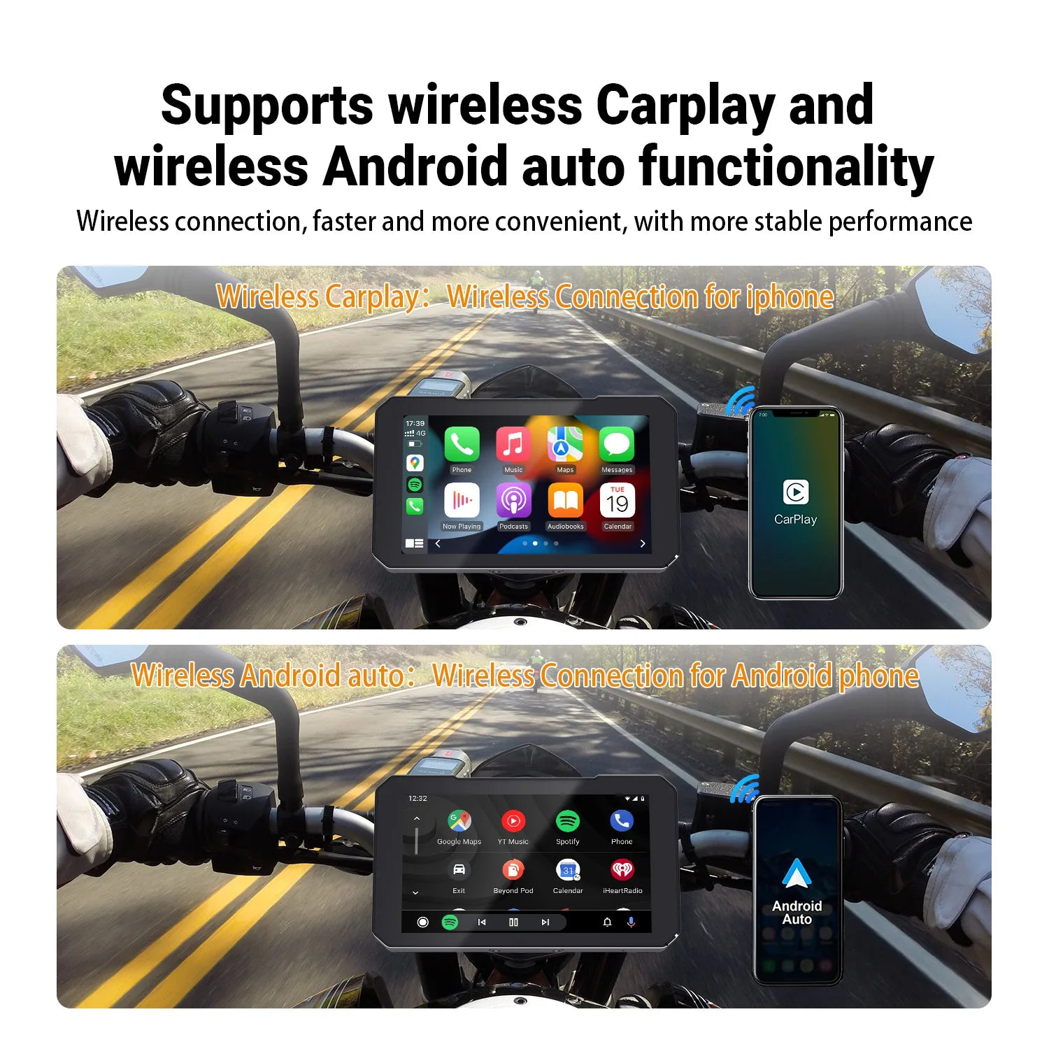 OTTOCAST Express C6 6-palčni brezžični zaslon CarPlay za motorno kolo
