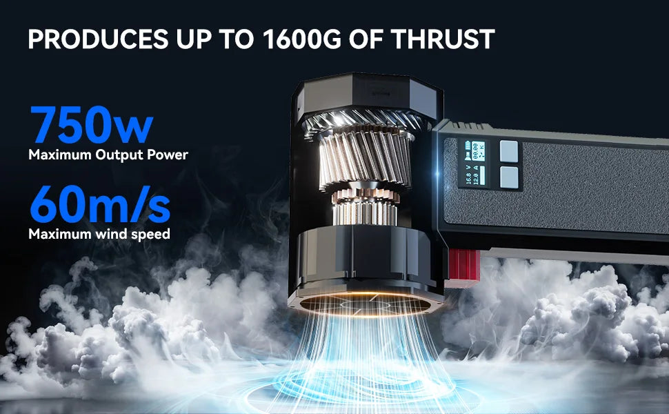 Booster TF64 – 64 mm brezkrtačni turboventilator | 1600 g potiska, 750 W visoko zmogljiv avtomobilski sušilnik in zračni pihalnik