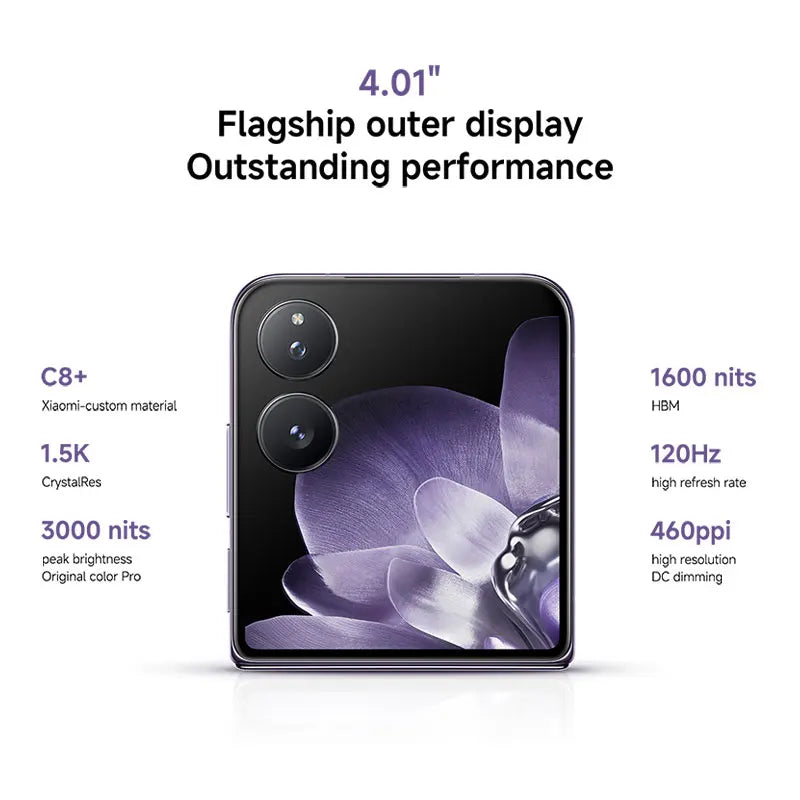 Global Version Xiaomi MIX Flip Smartphone New Snapdragon 8 Gen 3 CPU 50MP Leica Camera  12GB RAM 512GB ROM 6.86 inch Foldable Display NFC - Limetastore