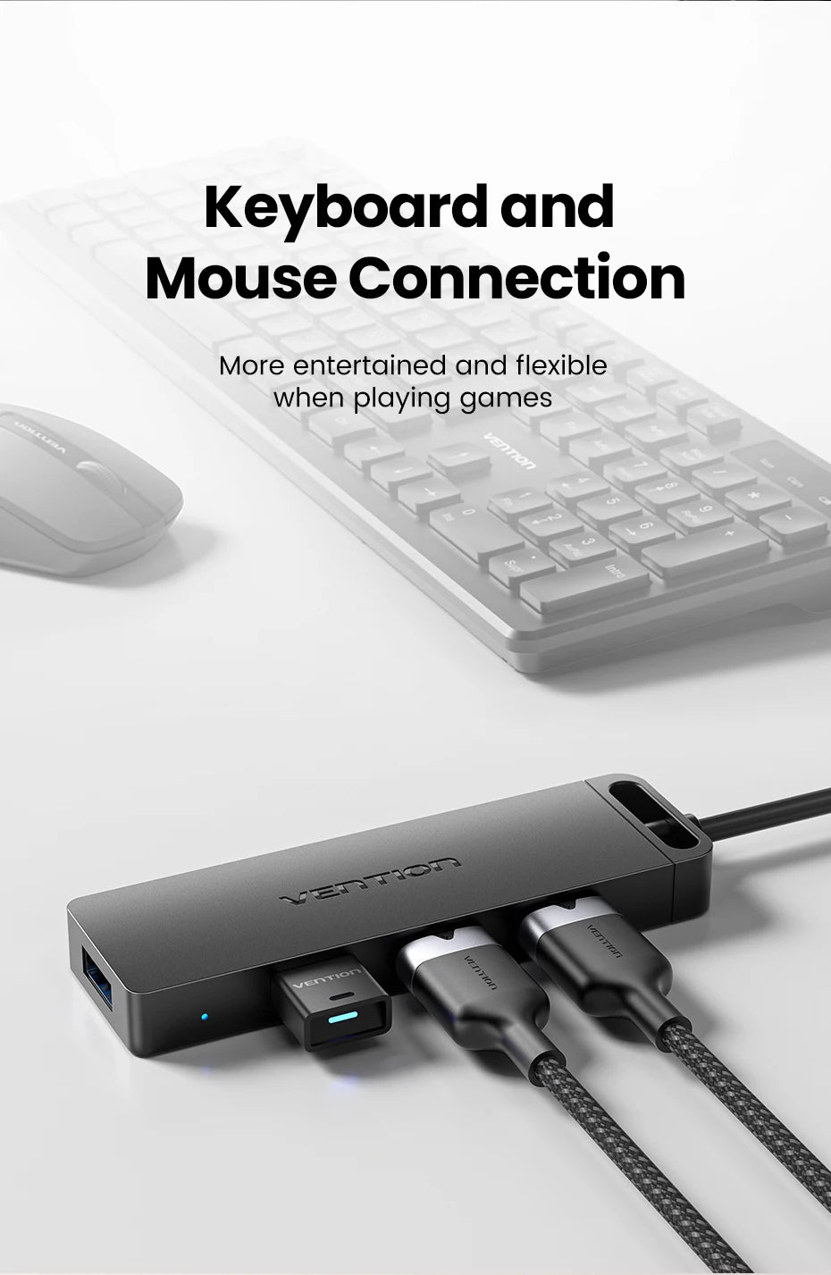 Vention USB 3.0 Hub 4‑Port | 5Gbps High‑Speed Multiport Splitter for Laptop & Desktop