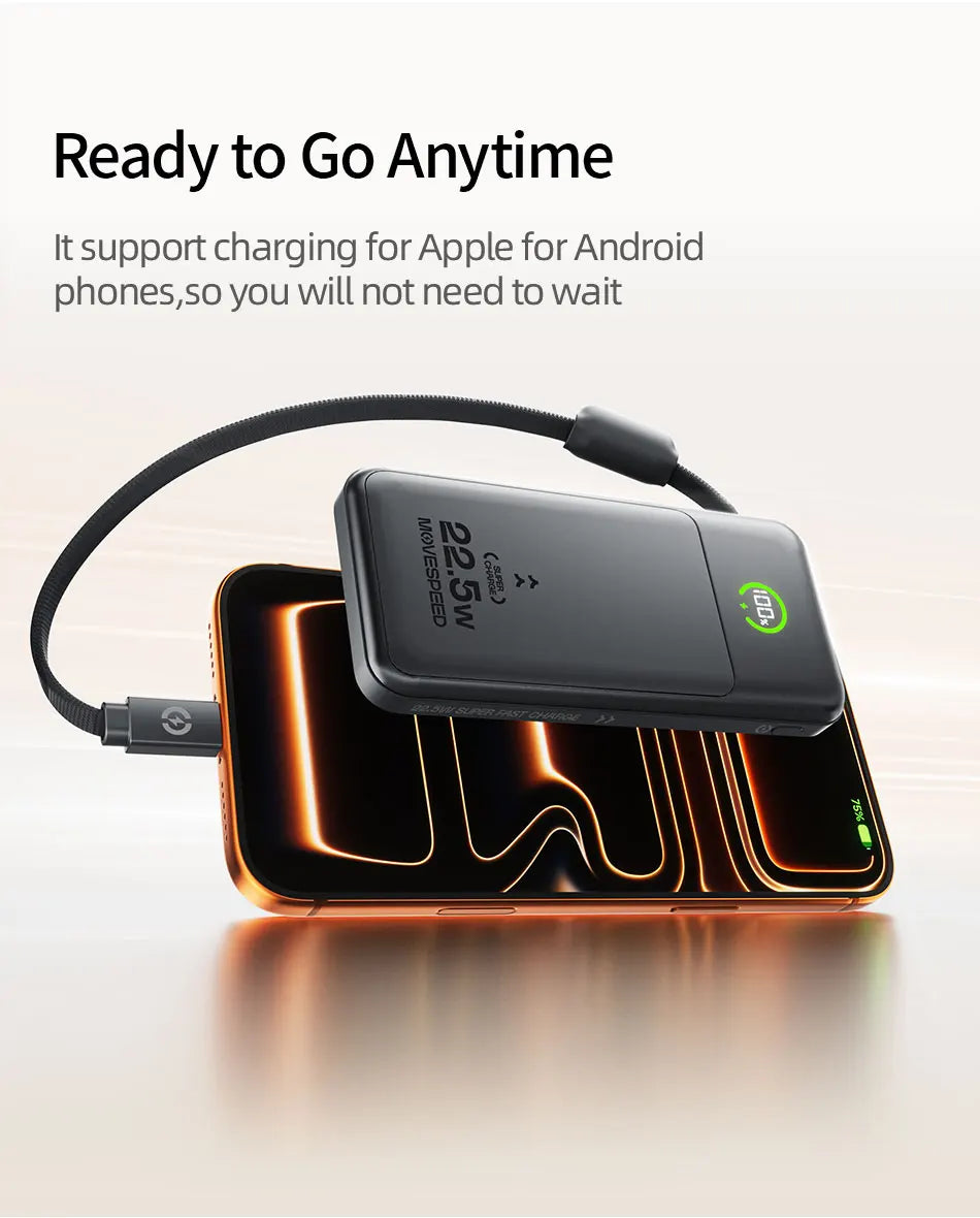 MOVESPEED 10000 mAh Power Bank poltrda baterija s kablom Type-C