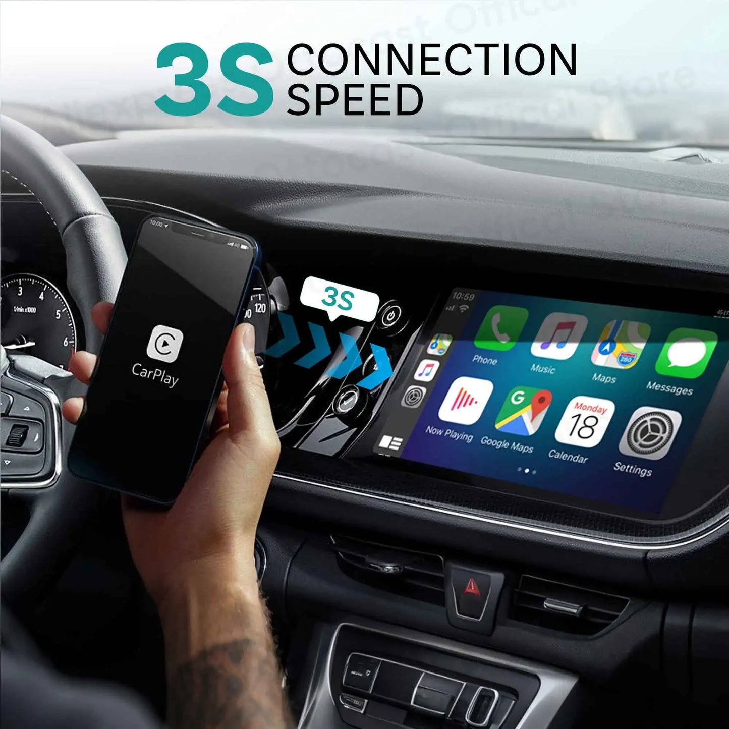 OTTOCAST 3‑in‑1 Mini Air Dongle Wireless CarPlay Adapter