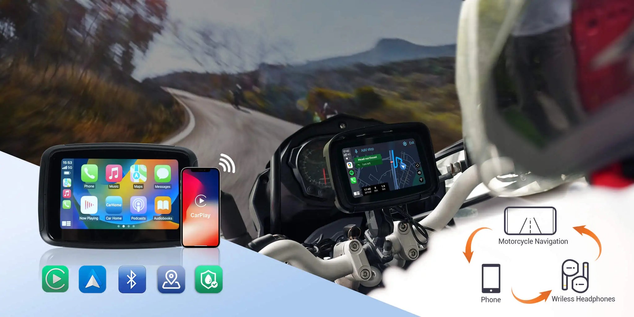 OTTOCAST Lite C5 Motoristični brezžični CarPlay GPS-zaslon