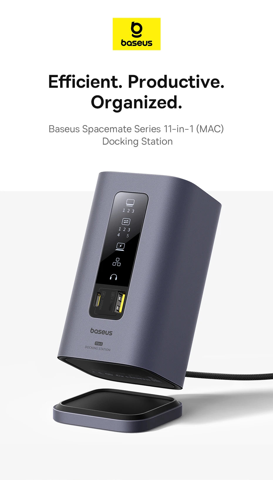 Baseus 11‑v‑1 zvezdišče USB‑C | DP 4K@60Hz, HDMI, trojni zaslon, RJ45, PD 100W, priklopna postaja USB 3.1
