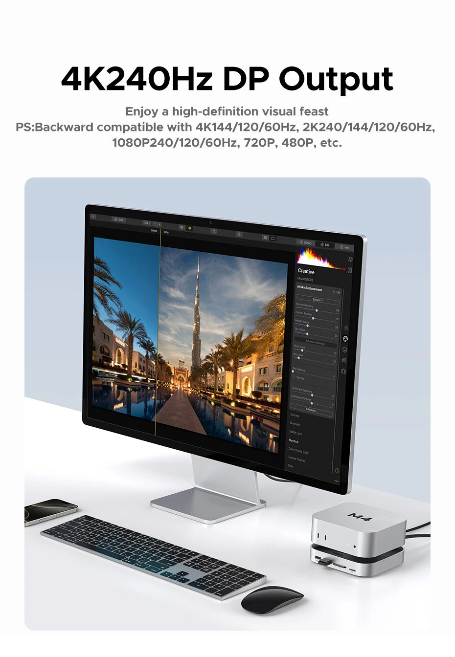 UGREEN Mac Mini priklopna postaja s 4K240Hz DisplayPortom, režo za M.2 NVMe SSD
