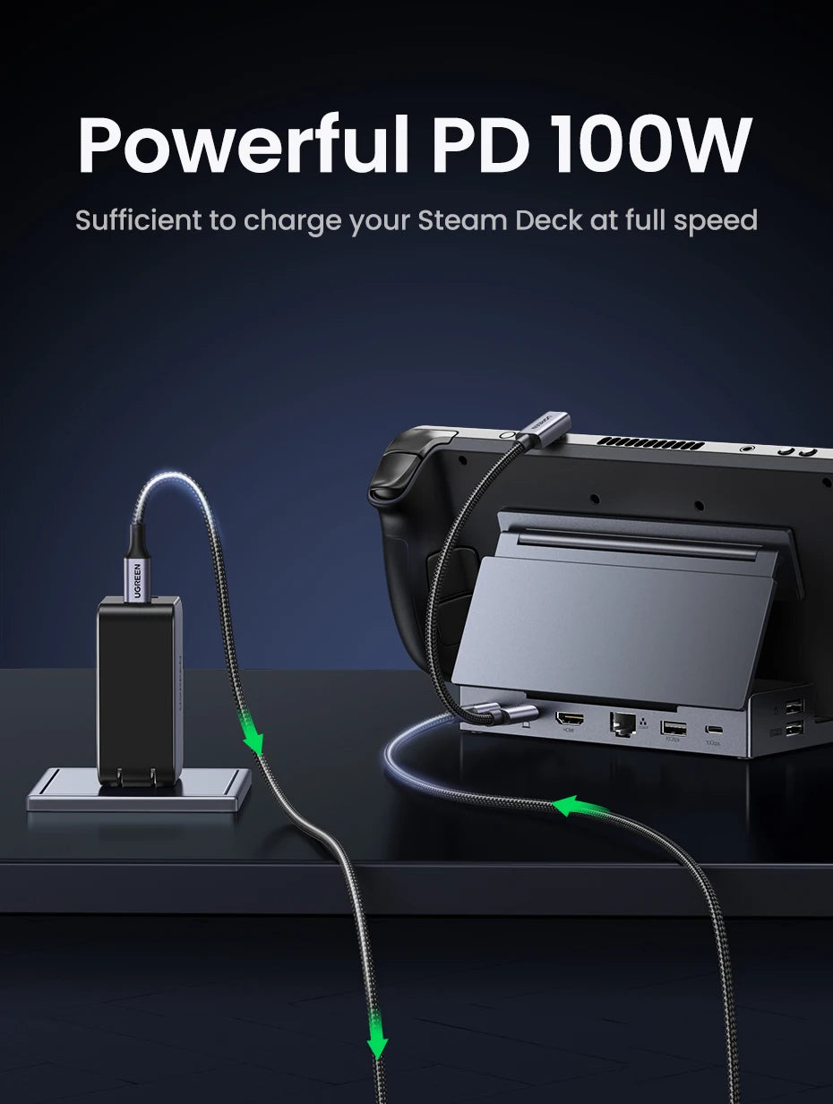 UGREEN 9-v-1 Steam Deck priklopna postaja s HDMI 4K60Hz, RJ45 Ethernet, PD100W, USB-A/C