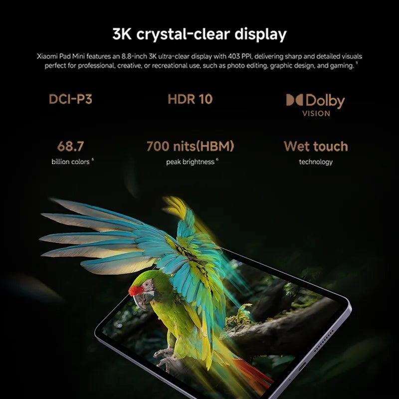 Global Version Xiaomi Mini Pad Mini "3K clear display 8GB /12GB RAM mAh Battery MediaTek dimension + 67W HyperCharge - Limetastore